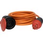 Qualität-Baustellenkabel für Ausseneinsatz, CH Stecksystem IP55, T15 Kupplung, T15 Stecker, Kabel 10m AT-N07V3V3-F 5G1,5, orange